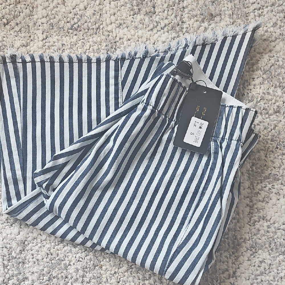 Striped Blue and White Shorts